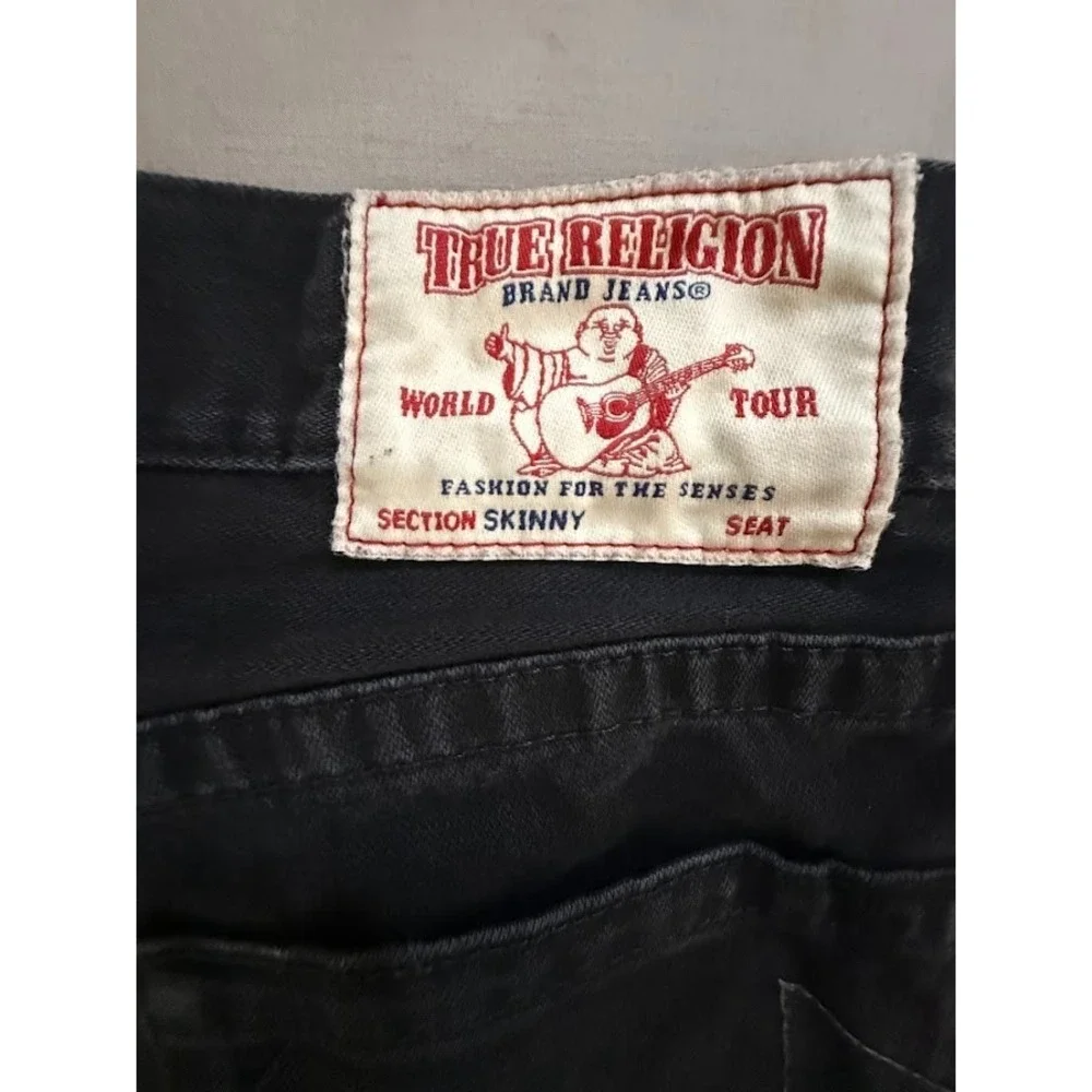True Religion Jeans Mens 32 Black Denim Skinny‎ No Flap 32x32.
